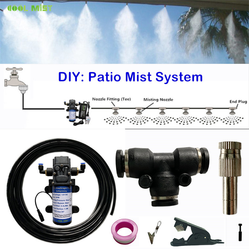 Mist Cooling System Outdoor Patio 15M - S392 DIY 8M-10M-15M-20M-25M Water Garden Sprayer