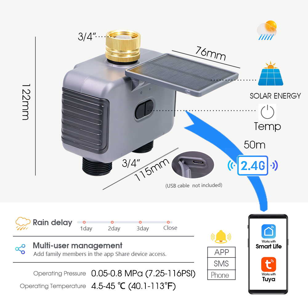 Tuay Smart Solar 2-Zone Wateri - Rain Sensor For Irrigation Timer review and price