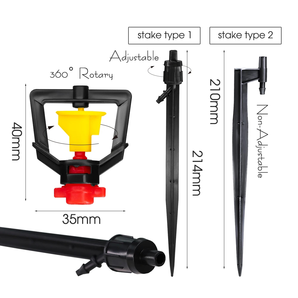 5PCS 360° Rotary Micro Sprinkl - Drip Emitters Adjustable 360 Micro review and price